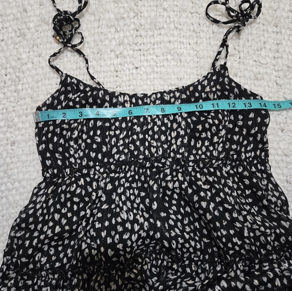 Black And White Leopard Print Tiered Dress Sleeveless Metallic Threading Medium - Picture 12 of 16